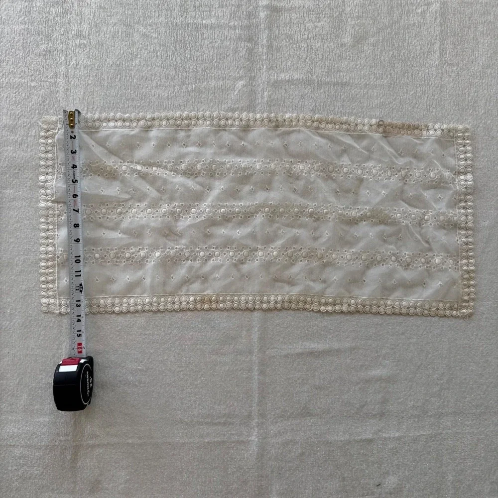 Vintage Sheer Lace Table Runner Embroidered Cottagecore Vanity Scarf 30x14
